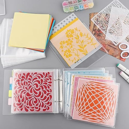 111 Pages1Sets 6x6"Cookie Stencil Storage Binder Die Cut and Stamp Storage Folder Baking Stencil Organizer Scrapbooking Cutting Dies Stencil Stora...