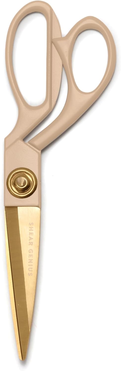 DesignWorks Ink Multipurpose Scissors with Painted Enamel Handles and Gold Stainless Steel Blades - The Good Scissors, 7.55-Inches, Taupe...