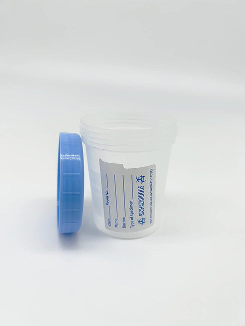 Sterile Specimen Cups with Lids: 4oz Transparent Urine Collection Cup with Leak-Resistant Screw-On Lids - 3-inch Sample Jars - Designed for Secure...