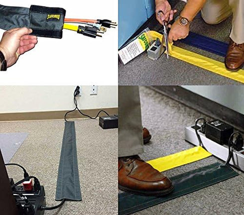 Electriduct 3" SafCord Carpet Cord Cover Strip Secure and Hide Floor Cables and Wires - 3 Feet - Taupe | Works only on Commercial Carpet, Barber a...