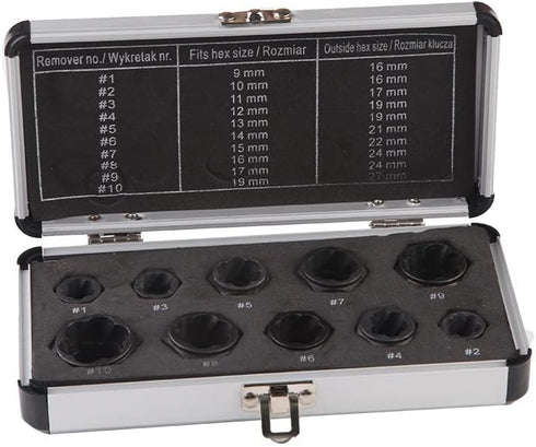 10Pcs Damaged Screw Extractor Set & Bolt Extractor Set, Nut Remover Tool for Remove the Rusty and Stubborn Sockets, Nuts and Bolts, Chrome-Molybde...