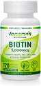 Biotin 5000 mcg Supplement – Support Healthy Hair Growth Skin Nails Energy Production 120 Veggie Capsules Vitamin B7...