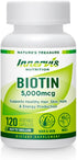 Biotin 5000 mcg Supplement – Support Healthy Hair Growth Skin Nails Energy Production 120 Veggie Capsules Vitamin B7...