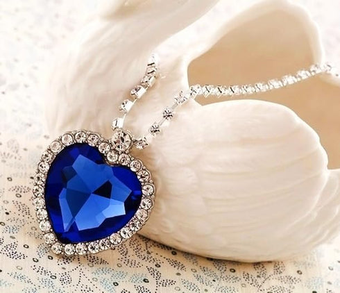| Stunning Heart of The Ocean Necklace from Titanic Movie | Premium Alloy Silver and 1.3 x 1.38 Inches Swarovski Crystal | Definitely The Best Pre...