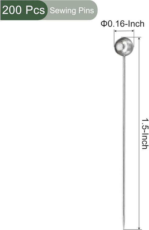 YOKIVE 200Pcs Pearlized Sewing Pins, Ball Head Needle Straight Quilting Pin for Fabric| Great for Dressmaker, Jewelry DIY Decoration, Craft(Silver...