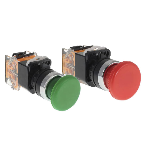 Emergency Push Button Switch, Green&Red Mushroom Head, for Home or Industrial Equipment, Operating Rooms, Distribution Boxes, NO NC, 22mm, Spring ...