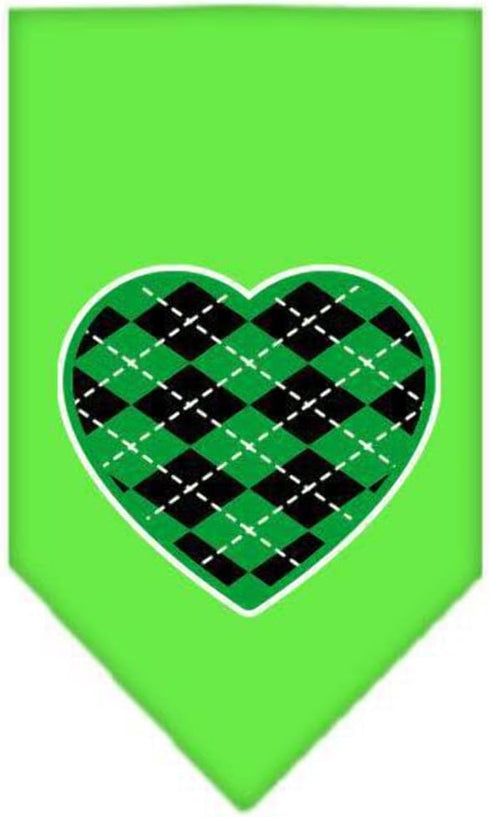 Pet and Dog Bandana Screen Printed, Green Argyle Heart Gray Small...