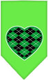 Pet and Dog Bandana Screen Printed, Green Argyle Heart Gray Small...