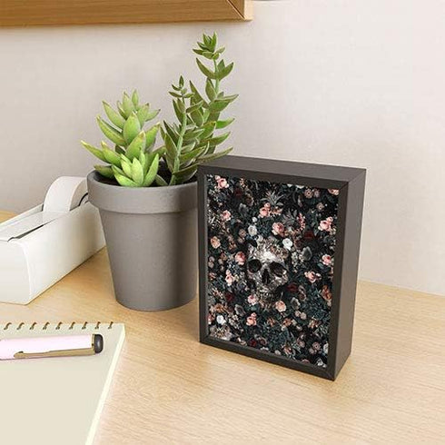 Society6 Burcu Korkmazyurek Skull and Floral Pattern Mini Print, Black Frame...
