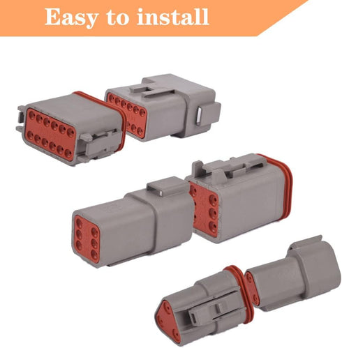 6 Kits DT Connector Kit 2 3 4 6 8 12 Pin Connectors with Size 16 Stamped Contacts IP68 Waterproof Automotive Electrical Connectors Plug...