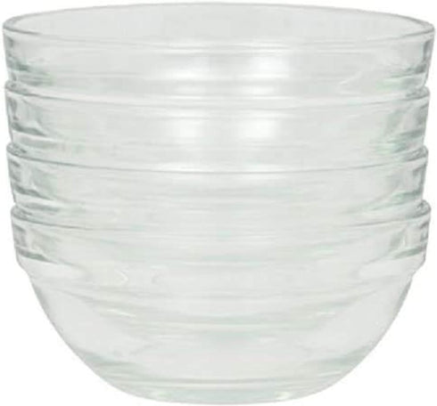 Set of 4 Stackable 3.5-Inch Serving/Mixing Prep Clear Glass Bowls....