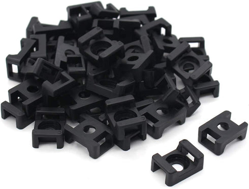 (100 Of Pack) Black 9mm Cable Tie Mount Base Saddle Type Mount Screw Wire Bundle Holder Base Holder Width Cable Large Size 0.75 inch...