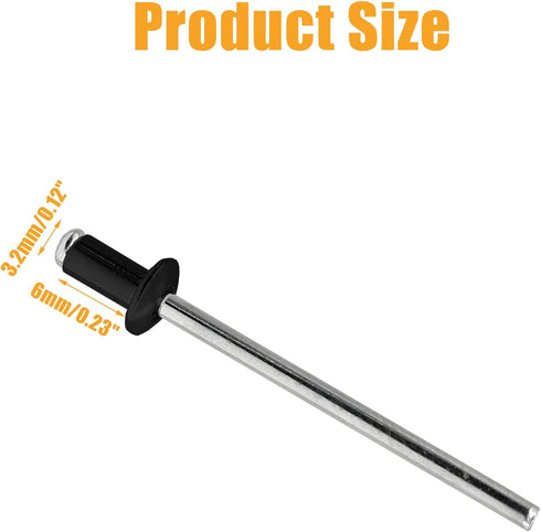 1/8" x 1/4" Pop Rivets Kit Aluminum Rivets Kit,100Pcs Black Blind Rivets Metal Rivets for DIY Home Uses...