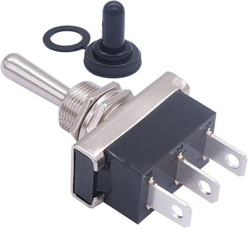 weideer 2Pcs Momentary Toggle Switch 12V 25A SPDT (ON)/Off/(ON) 3 pin 3 Position Waterproof Toggle Switch with Waterproof Cover for Auto Car KN3D-...