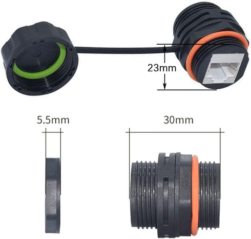 5PCS Panel Mounting Shielded CAT6A RJ45 Waterproof Connector Cat5/5e/6/6E 8P8C Ethernet LAN Cable Coupler Double Head Adapter with Waterproof/Dust...