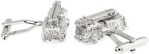 Fire Truck Engine Fireman Pair of Cufflinks in a Presentation Gift Box & Polishing Cloth...