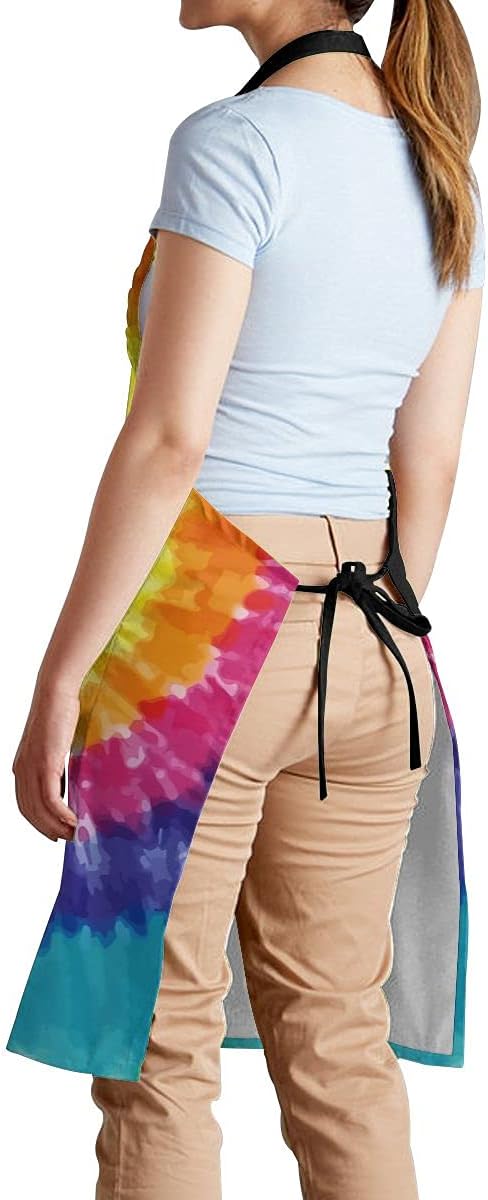 Tie Dye Adjustable Bib Apron Waterdrop Resistant with Pockets Cooking Kitchen Aprons for Women Men Chef (33 x 28 Inches)...