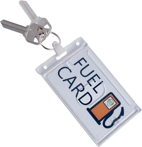 2 Pack - Rigid Fuel Card Holder with Key Ring - Clear Hard Plastic Card Protector Keychain for Fleet, Gas Cards, Company Cars and More by Speciali...