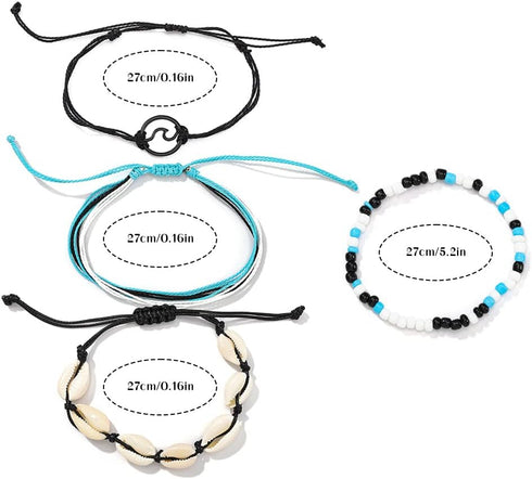 Boho Layered Anklet Bracelets Shell Rope Simmer Beach Foot Chain for Women...