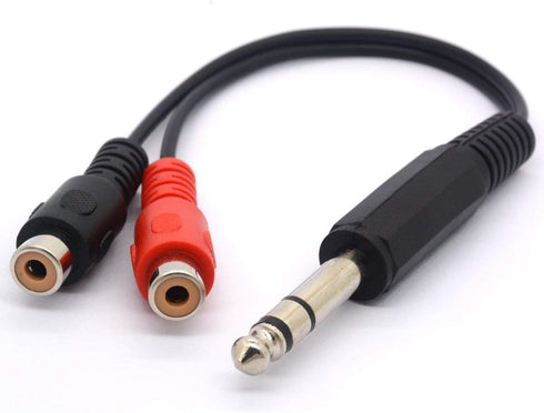6.35 to RCA Splitter Cable, 6.35mm 1/4 inch TRS Stereo Jack Male to 2 RCA Phono Female Plug Adapter Cord 20cm/8inch...