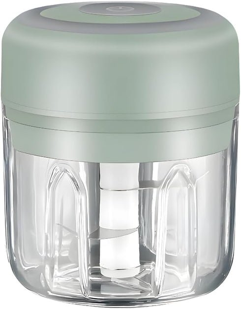 Green - Mini Electric Food Processor and Garlic Chopper - 250ML, USB Charging, 3 Blades - Perfect for Chopping Vegetable, Pepper, Onion, Garlic, G...