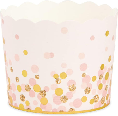 50 Pack Pink and Gold Polka Dot Cupcake Liners Wrappers, Muffin Paper Baking Cup for Wedding & Birthday...