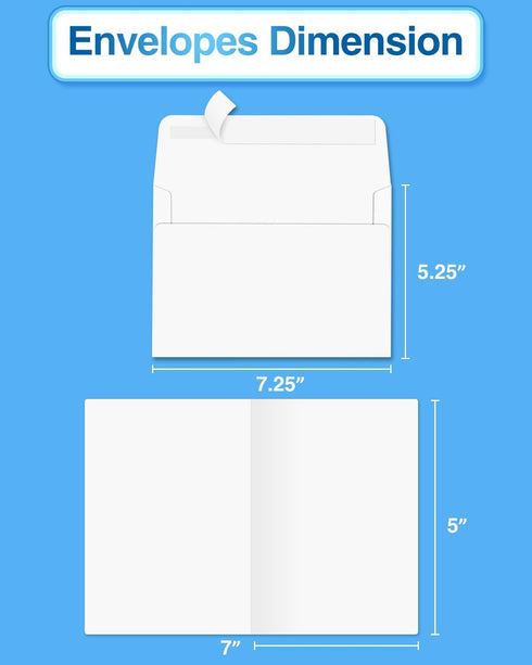 Blank-Cards-and-Envelopes 60 Pack - 5 x 7 Folded Cardstock with A7 White Envelopes-for-Invitation, Heavyweight Blank-Note-Cards-and-Envelopes Self...