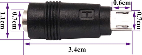 USB to DC Power Adapter, Micro Male to DC 5.5x2.1mm Female 5V Connector Power Charging Adapter for Laptop PC...