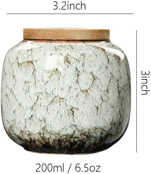 123Arts Ceramic Sugar Bowl Tea Canister with Sealed Wooden Lid...