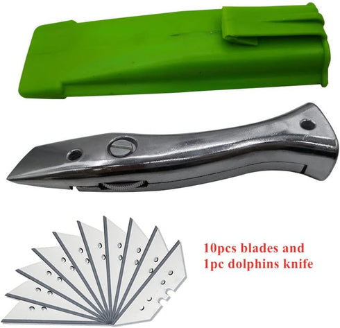 Dolphin PVC Zinc-aluminum Alloy Handle Roll Floor Cutter Knife Wallpaper Carpet Cutting Tool with 10pcs Blade...
