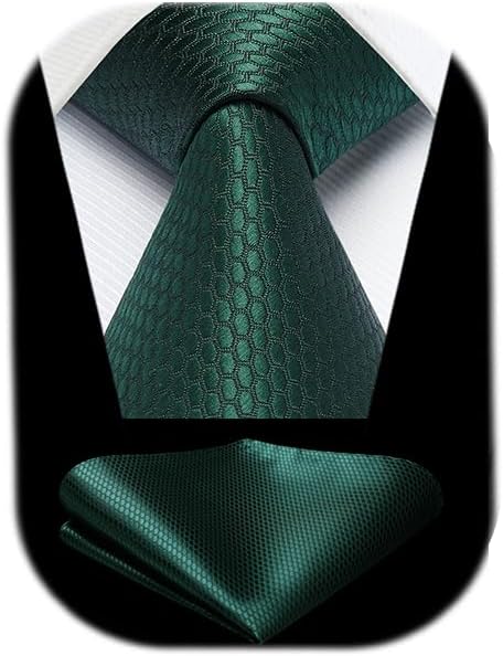 HISDERN Ties for Men Solid Tie Handkerchief Set Classic Woven Silk Business Polka Dot Mens Ties Necktie Wedding Party...