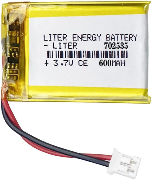 3.7V 702535 600mAh Lithium Polymer ion Battery Rechargeable Polymer Battery Pack with JST 2.0mm Connector...