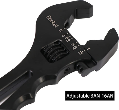 Dokili 3AN-16AN Adjustable Fitting Wrench Lightweight Black Aluminum Tool Spanner for An Hose Fitting Adapters End...