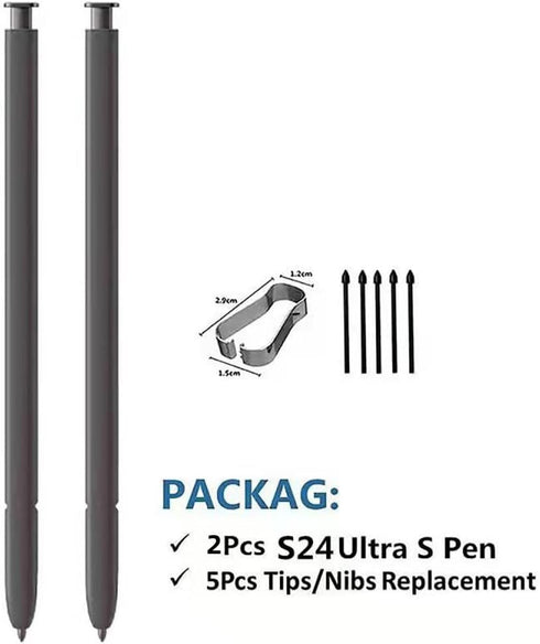 2Pcs S24 Ultra S Pen Replacement for Samsung Galaxy S24 Ultra All Versions Stylus Touch S Pen (Without Bluetooth) with Tips (Black)...