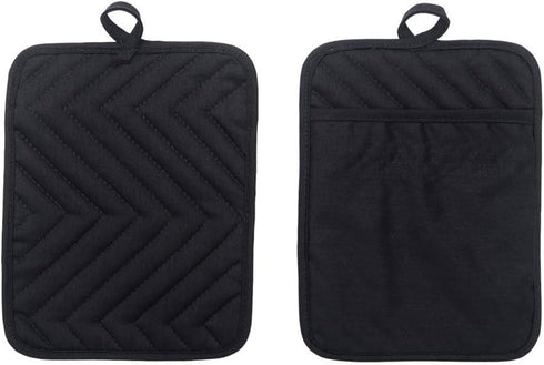 Anyi Cotton Pot Holders with Pocket, Heat Resistant Black Counter Table Hot Pads for Kitchen...