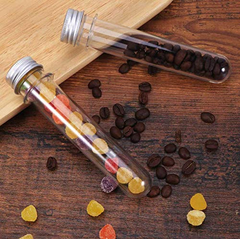 10 Pack 40ml Clear Plastic Test Tubes with Screw Caps Multi- Purpose Plastic Vials Containers for Scientific Experiments, Party, Decorate The Hous...