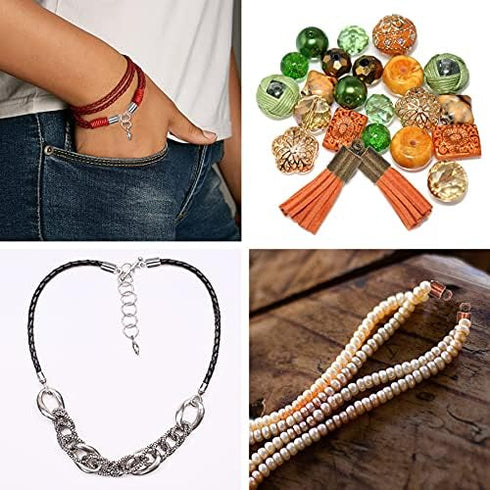 Mandala Crafts Metal Glue in Barrel End Caps, Leather Cord Finding Kit for Kumihimo Jewelry and Tassel Making (6mm End Caps)...