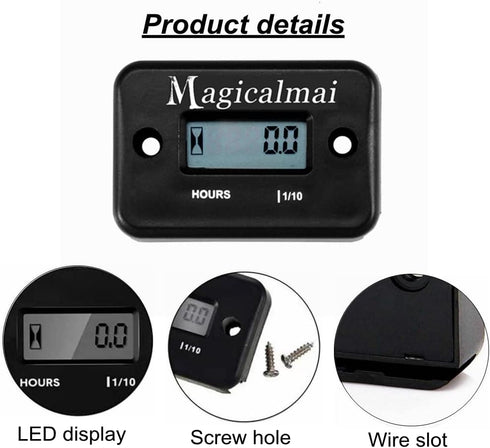 2pcs Magicalmai Inductive Hour Meter for Gas Engine Generator Lawn Mower Pressure Washer Marine ATV Boat Outboard Motor Dirt Bike Motorcycle Water...