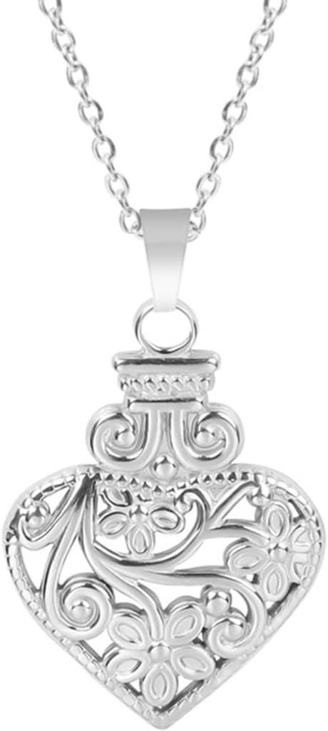 Jude Jewelers Stainless Steel Heart Bottle Shaped Floral Pattern Wedding Party Valentines Vacation Christmas Pendant Necklace...