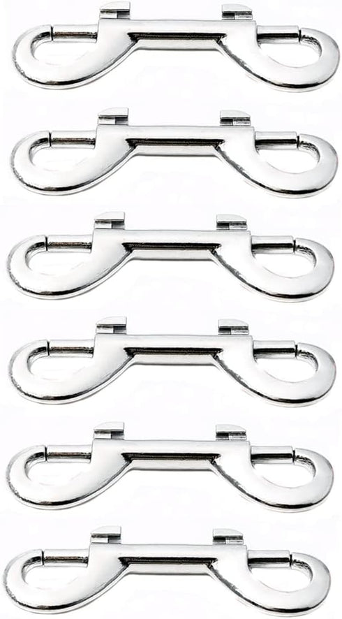 Double Ended Bolt Snaps Hook,Zinc Alloy Hook Metal Clips for Dog Leash,Key Chain,Horse Tack,Pet Feed Buckets,Garage Use, Nickel Plated, Nickel Pla...