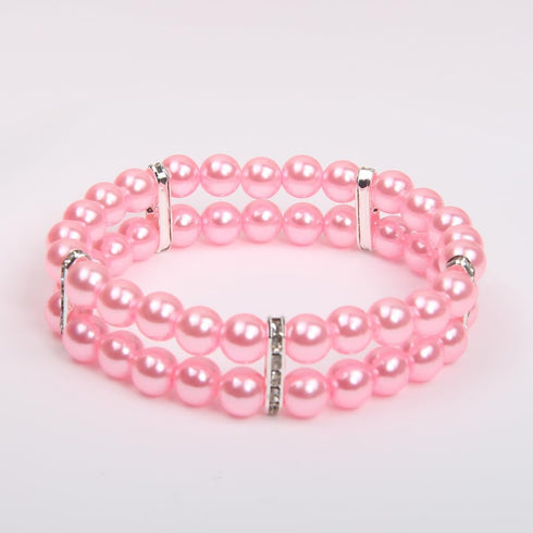 2 Rows Pearls Pet Dog Necklace Collar Bling Accessories Charm Pet Puppy Jewelry Puppy Chihuahua Yorkie Handmade Adjustable (Pink, Extra Small)...