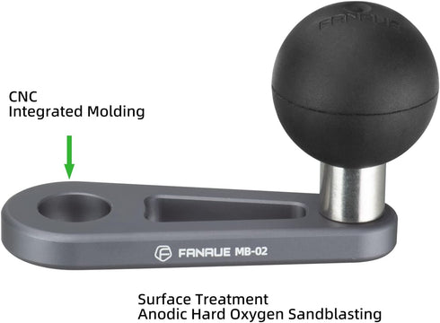 FANAUE Bolt Head Adapter Ball Base with 10mm Mounting Hole,MB-02 Aluminum Alloy Mount Base for RAM Mounts B Size 1 Inch Ball Double Socket Arm...