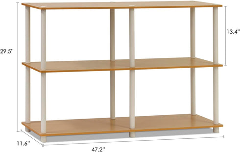 Furinno 99130BE/WH 3-Tier Double Size Storage Display Rack, Beech/White...