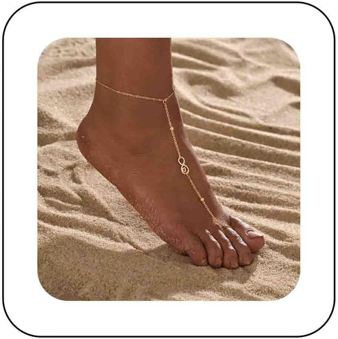 Boho Gold Infinity Anklet Infinity Toe Ring Aklet Infinity Barefoot Sandal Chain Thin Gold Anklet Chain Beach Summer Foot Chain Anklet Satellite A...