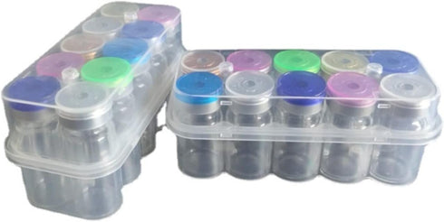 10 Pcs 10ml Glass Bottle,Sterile Transparent Vial,Seals Empty Vials, Lab Sample Vial, Empty Vials with Self Healing Injection Port,With Flip Off A...