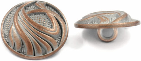 Bezelry 12 Pieces Dynamic Water Metal Shank Buttons. 20mm (3/4 inch) (Copper White Patina)...