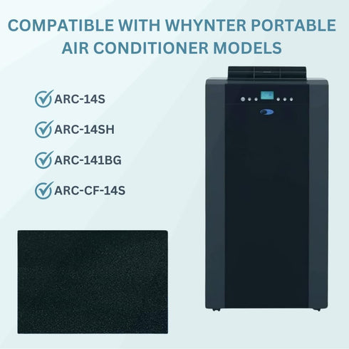 Activated Carbon Replacement Filter Compatible With Whynter Portable Air Conditioner Models ARC-14S, ARC-14SH & ARC-141BG (ARC-CF-14S)...