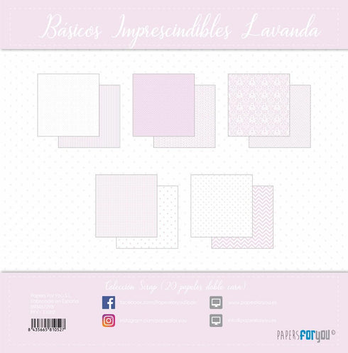 Papers For You - Scrapbooking and Craft Paper Kit | "Lavender Essentials" Collection | Includes 20 Double Sided Papers with Different Designs | Si...