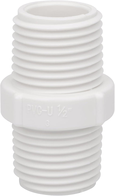 20Pack 1/2 Inch PVC Nipple Male Thread Coupling Adapter Connector (Male x Male) 1/2" PVC NPT Male Thread Coupling Pipe Fitting for Thread plumbing...