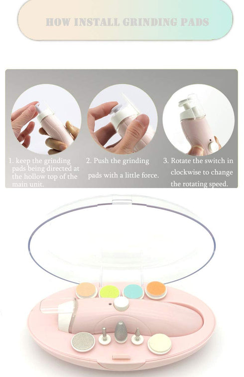 Rechargeable Baby Nail File, Fansidi Electric Baby Nail Trimmer for Newborn Infant or Toddler Toenail and Fingernail - Girls and Boys Accessory - ...
